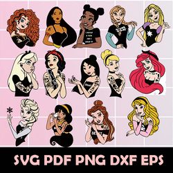 Punk Disney Princess Svg, Princess Svg, Princess Clipart, Princess Png, Princess EPs, Princess Dxf, Princess Vector