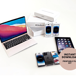 printable diy iphone 15 macbook air ipad air christmas gift dolls and barbies office tool desk top for dollhouse 1:6