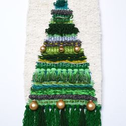 Christmas tree weaving Hand woven 62x25cm Woven Wall Hanging Large Woven Tapestry Geometric Wall