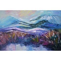 Mountain Lake Original Painting Lassen Volcanic National Park Art Impasto Oil Artwork