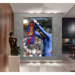 lionel messi iconic celebration poster barcelona canvas wall