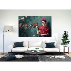frida kahlo and butterflies, frida kahlo canvas/poster wall