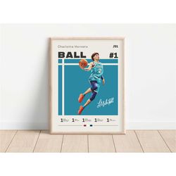 lamelo ball poster, charlotte hornets, nba fans, nba
