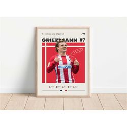 antoine griezmann poster, atltico de madrid, football print,