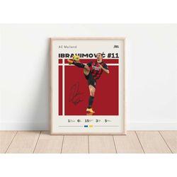 zlatan ibrahimovic poster, ac mailand, football print, football