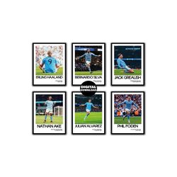 manchester city set of 6 poster - haaland
