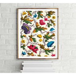 colourful flower autumn leaf design floral pattern vintage