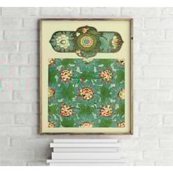 traditional chinese floral tray pattern vintage poster, retro