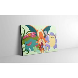 pokemon minimalistic canvas print wall art charizard/venusaur/blastoise poster