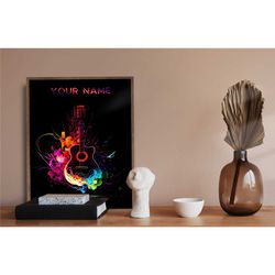 customizable wall decor, name specific gifts, guitar player