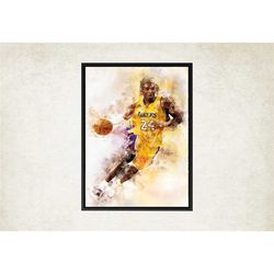 kobe painting, gym decor, basketball poster, man cave