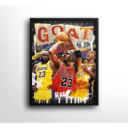 basketball poster, kobe, lebron, jordan, gift for boyfriend,