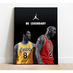 vintage michael jordan poster, kobe bryant poster, basketball