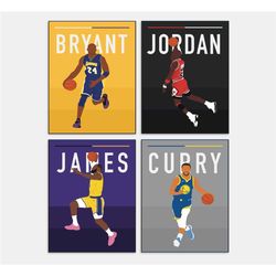 nba goats poster set printable, jordan, kobe bryant,