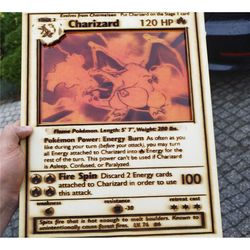 pokemon charizard wood card, pokemon card, charizard, pokemone