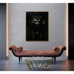 vampire raccoon victorian dark decor, goth decor, dark