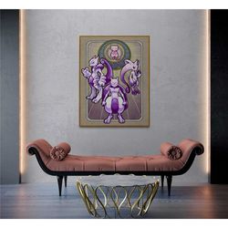 mewtwo, mew pokemon poster, pokemon art, pokemon poster