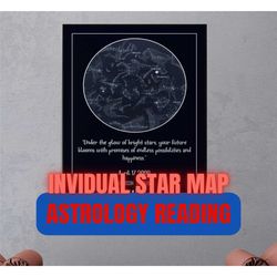 astrology reading, star map poster, psychic reading, psych