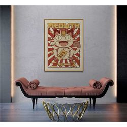 meowth pokemon japan style poster, pokemon art, pokemon