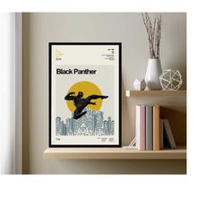 black panther movie poster, ryan coogler, retro print, classic movie, minimalist art, vintage poster, wall decor, wall a