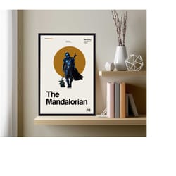the mandalorian movie, the mandalorian poster, minimalist art, vintage poster, modern art, custom poster, high quality,