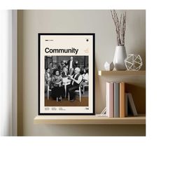 community movie poster, community movie, wall decor, minimalist art, vintage poster, modern art, custom poster, high qua