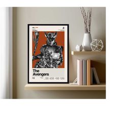 the avengers poster, the avengers movie, avengers film, movie poster, retro modern art, minimalist art, midcentury art,