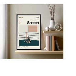 snatch movie poster, guy ritchie, retro movie print, modern vintage, movie poster, minimal movie art, custom poster, hom