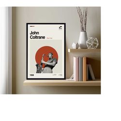 john coltrane print, blue train, music poster, retro music print, minimalist art, vintage poster, modern art, custom pos