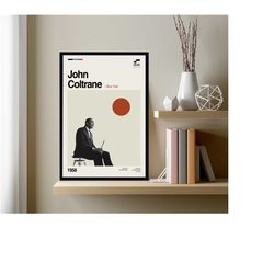 john coltrane, blue train, music poster, retro music print, movie poster, retro modern art, minimalist art, midcentury a