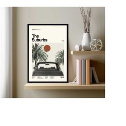 arcade fire, the suburbs movie, retro movie poster, vintage poster, retro poster, minimalist art, modern art, wall decor