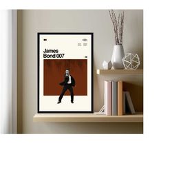 james bond 007 movie poster, james bond poster, james bond art, abstract poster, retro poster, minimalist art, vintage p