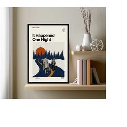 it happened one night movie poster, it happened one night movie, abstract poster, retro poster, minimalist art, vintage