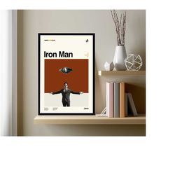 iron man poster, marvel poster, avengers poster, movie poster, retro modern art, minimalist art, midcentury art, vintage