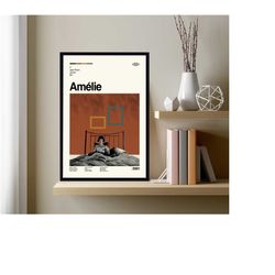 amelie poster, amelie vintage, jean pierre jeunet, custom poster, retro movie poster, vintage inspired, midcentury wall
