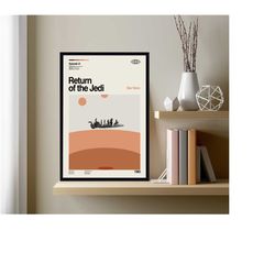 return of the jedi movie, star wars, abstract poster, retro poster, minimalist art, vintage poster, wall decor, wall art