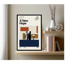 a new hope movie, star wars, a new hope retro, minimalist art, vintage poster, modern art, custom poster, high quality,