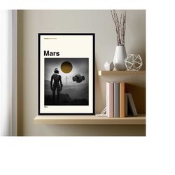mars movie print, mars poster, retro movie poster, minimalist art, vintage poster, modern art, wall decor, home decor, g