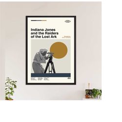 indiana jones, raiders of the lost ark poster, wall decor, retro poster, movie poster, retro modern art, minimalist art,