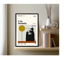 v for vendetta poster, james mcteigue, retro movie, retro modern, minimalist art, vintage poster, modern art, custom pos