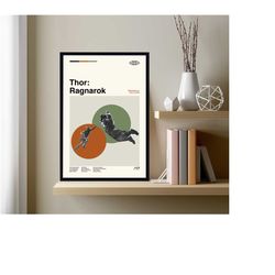 thor ragnarok poster, marvel, movie poster, retro movie poster, minimalist art, vintage poster, modern art, wall decor,