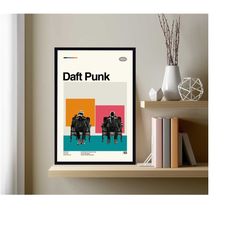 daft punk poster, daft punk print, daft punk movie poster, minimalist art, vintage poster, modern art, custom poster, hi