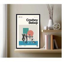 cowboy bebop poster, cowboy bebop movie, cowboy bebop print, minimalist art, vintage poster, wall decor, wall art, gifts