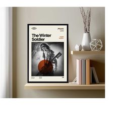 captain america the winter soldier poster, movie poster, retro modern art, minimalist art, midcentury art, vintage poste