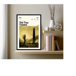 the two tower poster, the two tower vintage, minimalist art, vintage poster, modern art, custom poster, high quality, ho