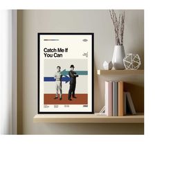 catch me if you can poster, steven spielberg, minimalist art, vintage poster, wall decor, home decor, dad gifts, movie a