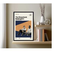 the shawshank redemption poster, movie poster, retro movie poster, vintage poster, retro poster, minimalist art, modern