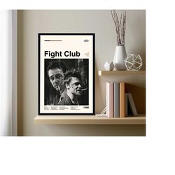 fight club movie, fight club poster, retro movie print, modern vintage, movie poster, minimal movie art, custom poster,