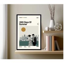 500 days of summer poster, 500 days of summer movie, retro movie poster, abstract poster, retro poster, minimalist art,