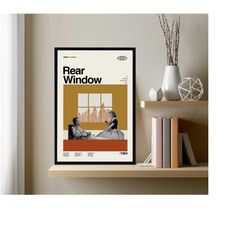 rear window poster, rear window print, custom poster, movie poster, retro modern art, minimalist art, midcentury art, vi